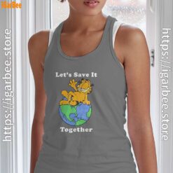 garfield let's save it together gray tank top for women