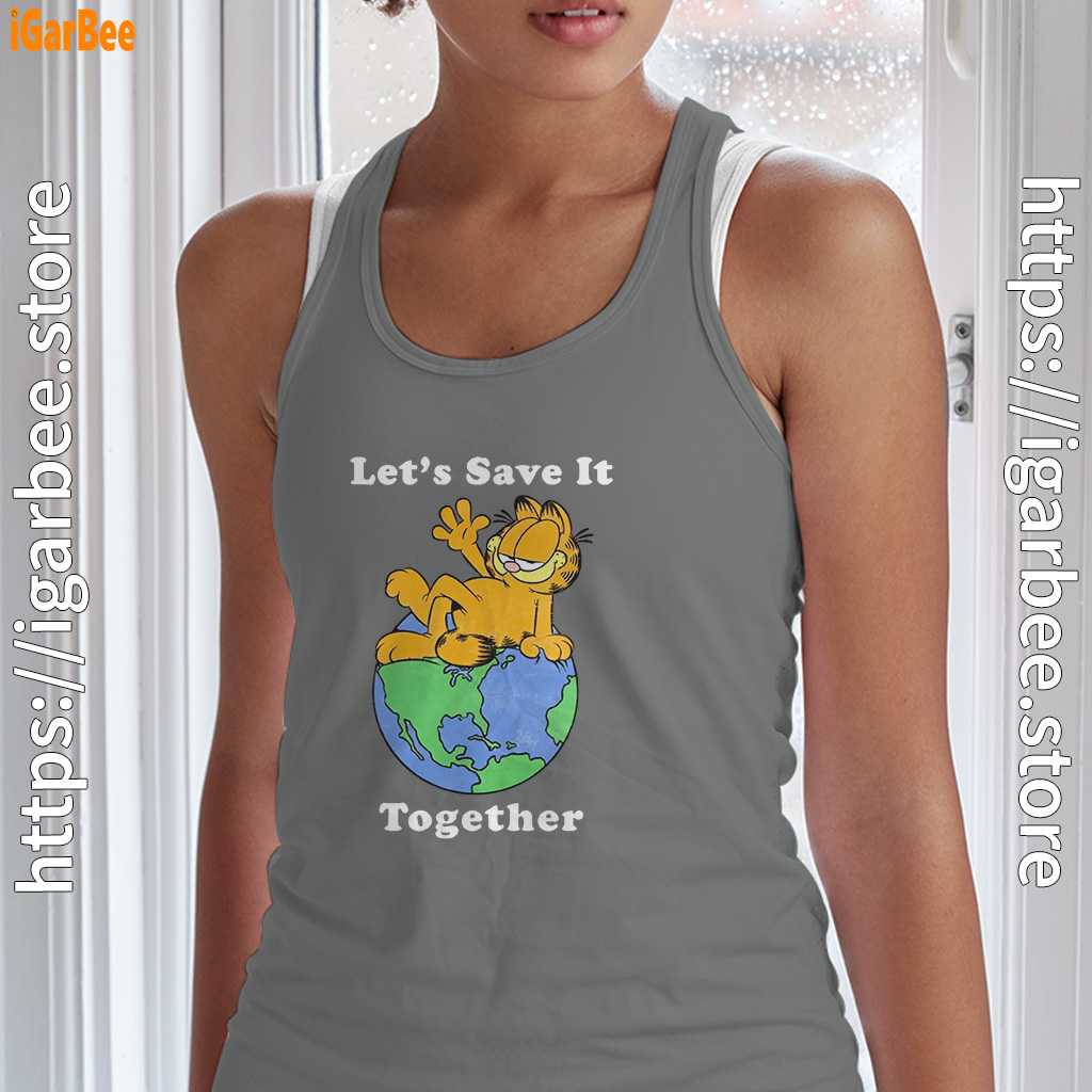 garfield lets save it together gray tank top for women garfield lets save it together gray tank top for women