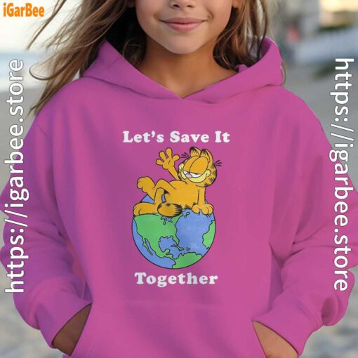 garfield let's save it together kids girl pink hoodies