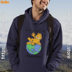 garfield let's save it together male navy men hoodie