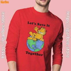 garfield let's save it together men with red long sleeve