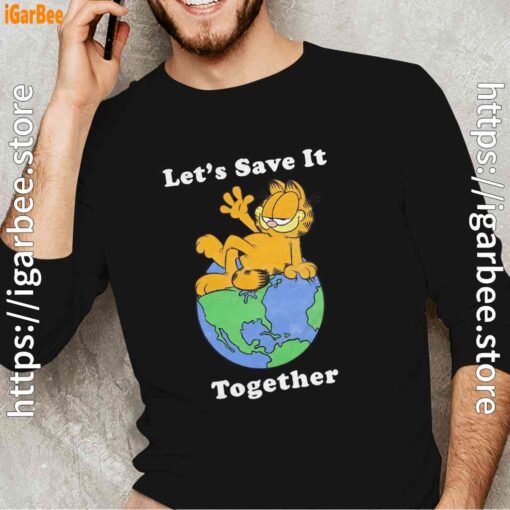 garfield let's save it together men's black long sleeve
