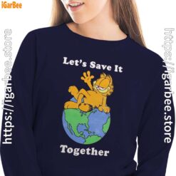 garfield let's save it together navy sweatshirt for women