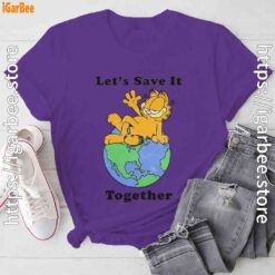 garfield let's save it together purple tee shirt