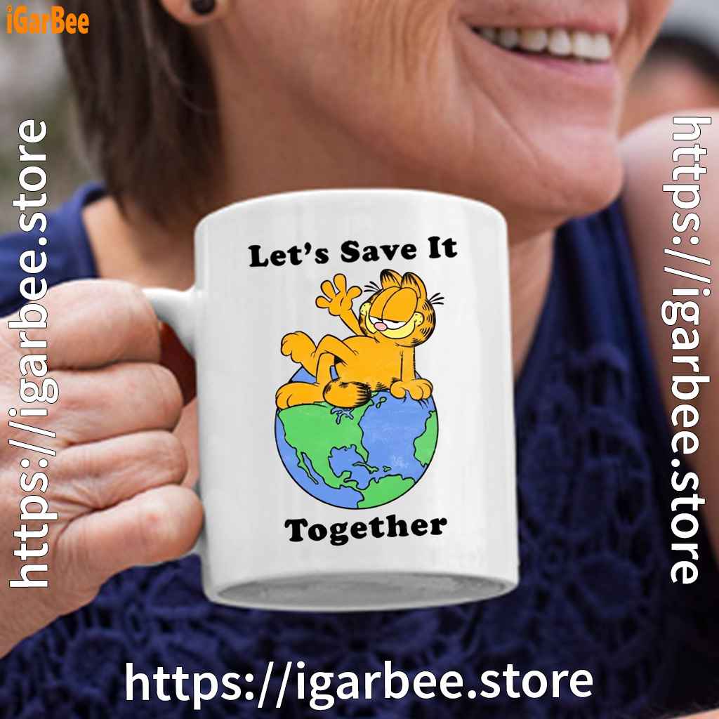 garfield lets save it together white coffee mug garfield lets save it together white coffee mug