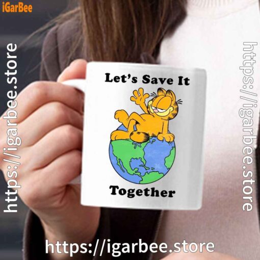 garfield let's save it together white mug