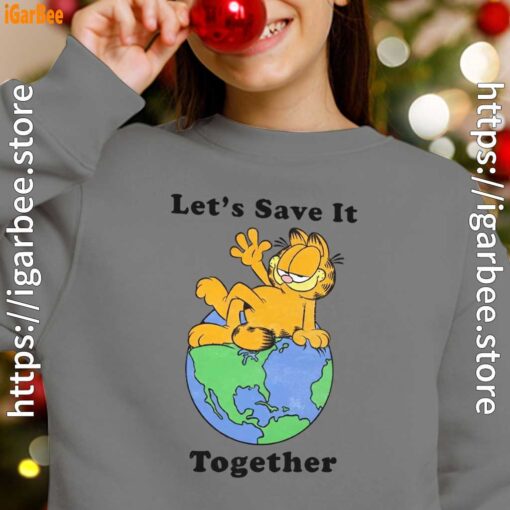 garfield let's save it together youth girl with gray sweatshirt