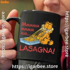 garfield mmm lasagna is life black coffee mug 11oz