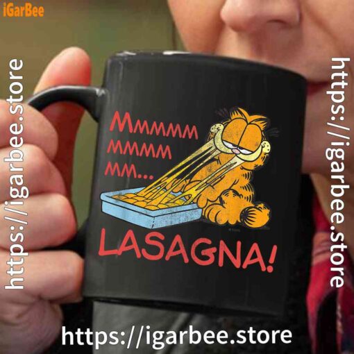 garfield mmm lasagna is life black coffee mug 11oz