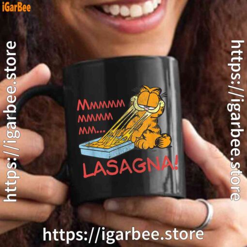 garfield mmm lasagna is life black mug 15oz