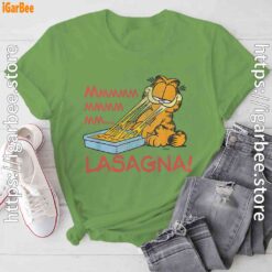 garfield mmm lasagna is life green tee shirt