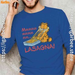 garfield mmm lasagna is life men with blue long sleeve