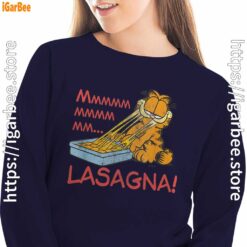 garfield mmm lasagna is life navy sweatshirt for women
