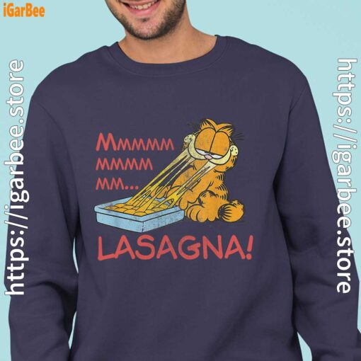 garfield mmm lasagna is life navy sweatshirts for men