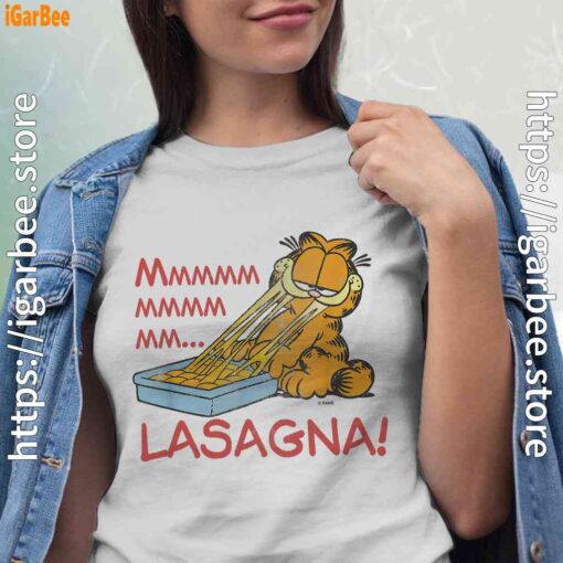 garfield mmm lasagna is life white shirts for women