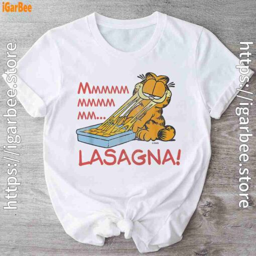 garfield mmm lasagna is life white t shirt