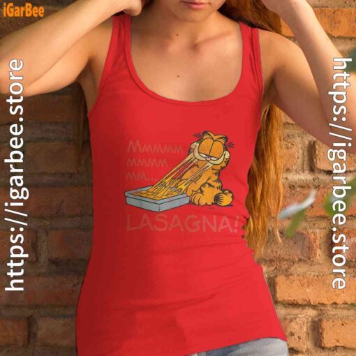 garfield mmm lasagna is life women tank top red female