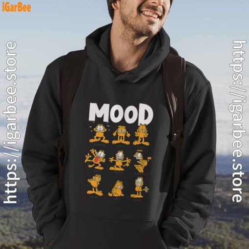 garfield mood black men hoodie for male