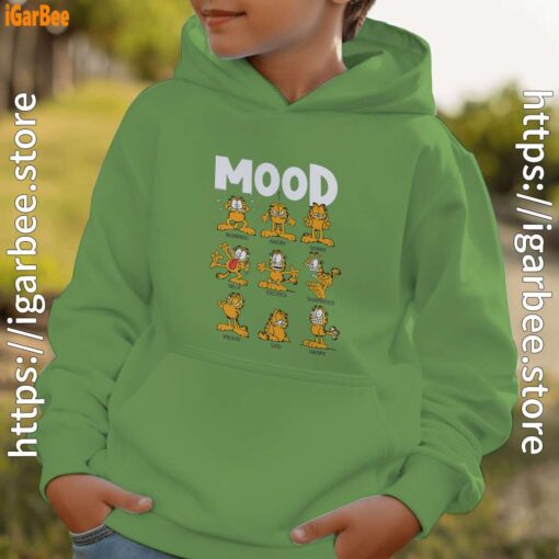 garfield mood green hoodie for boys