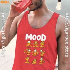 garfield mood red tank tops for men
