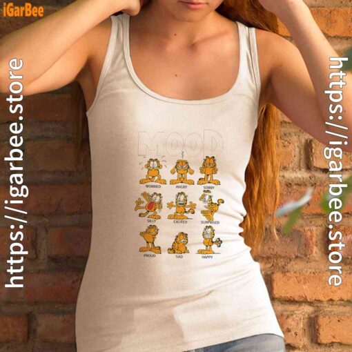 garfield mood women white tank top