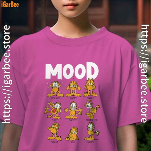 garfield mood youth girl pink t shirt