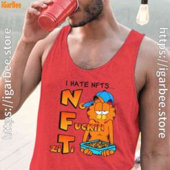 garfield nft red tank tops for men