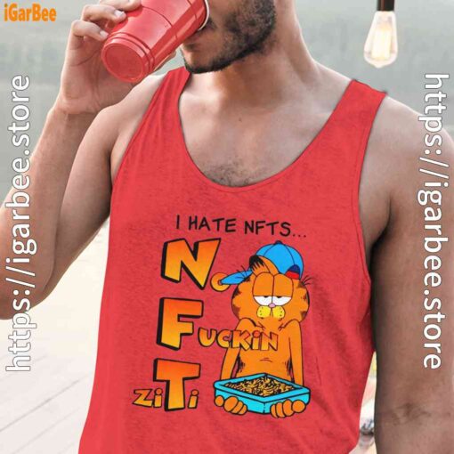 garfield nft red tank tops for men