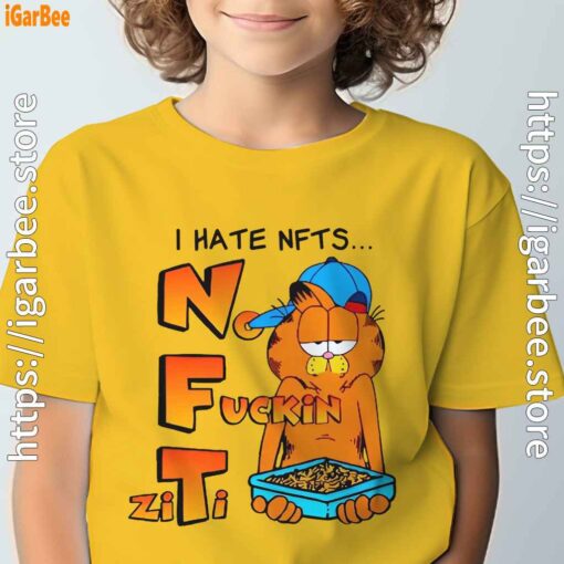 garfield nft yellow t shirt for kid boy