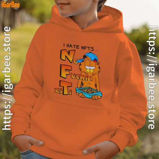 garfield nft youth boy orange hoodie