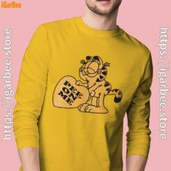 garfield pee on me men's yellow long sleeve