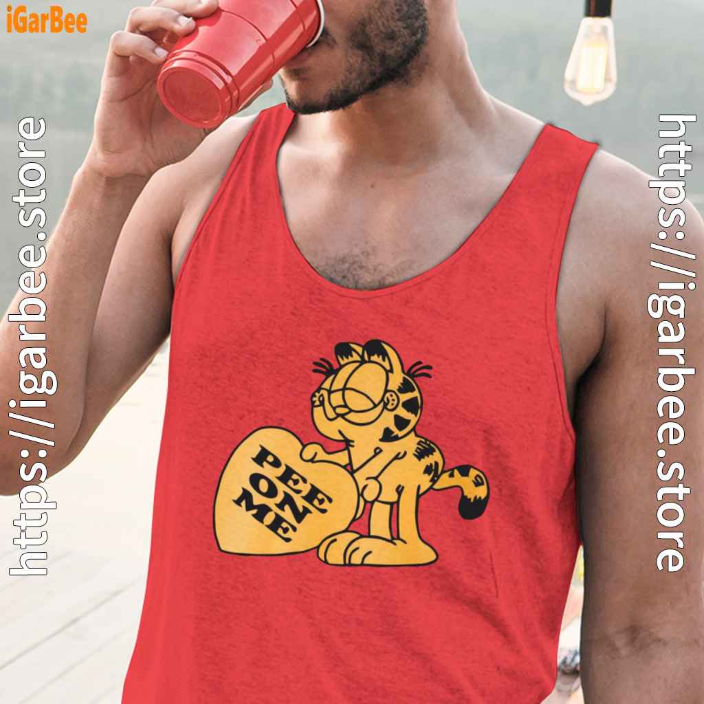 garfield pee on me red tank tops for men garfield pee on me red tank tops for men