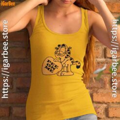 garfield pee on me yellow tank top women