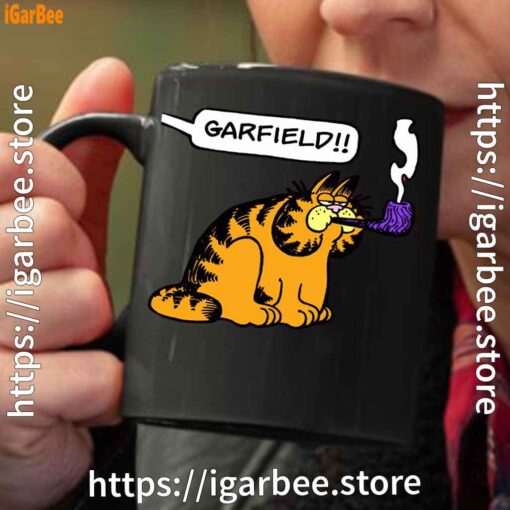 garfield pipe black coffee mug