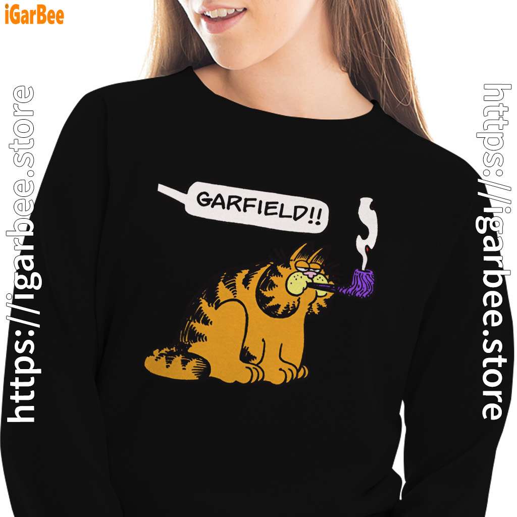 garfield pipe black women sweatshirts garfield pipe black women sweatshirts