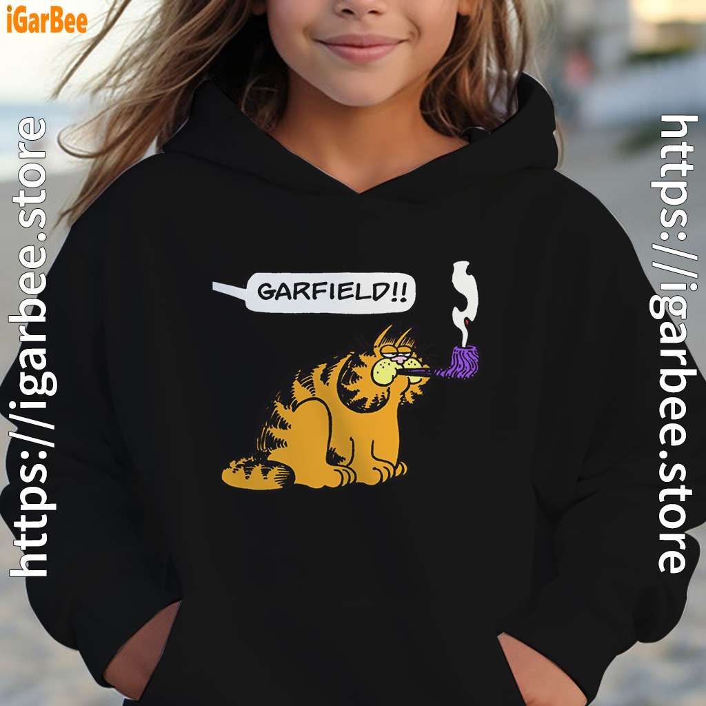 garfield pipe kids girl hoodie black garfield pipe kids girl hoodie black