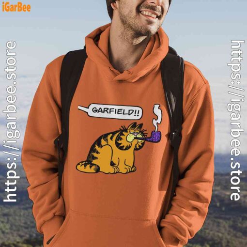 garfield pipe orange men hoodie