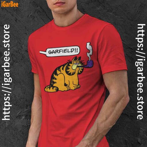 garfield pipe red men shirt
