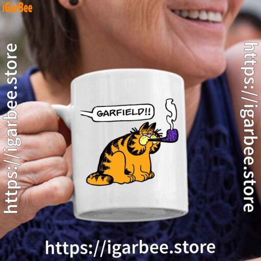 garfield pipe white coffee mug