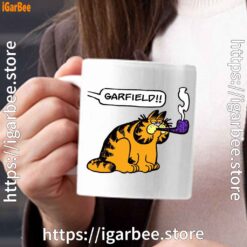 garfield pipe white mug