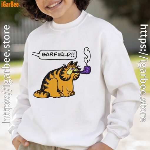 garfield pipe white sweatshirt for kid boy