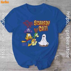 garfield scaredy cat halloween blue shirt