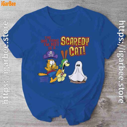garfield scaredy cat halloween blue shirt