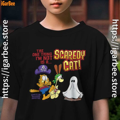 garfield scaredy cat halloween kids girl black t shirt