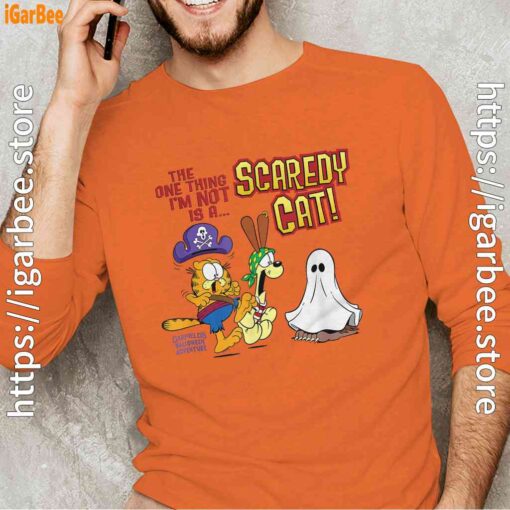 garfield scaredy cat halloween long sleeve orange men
