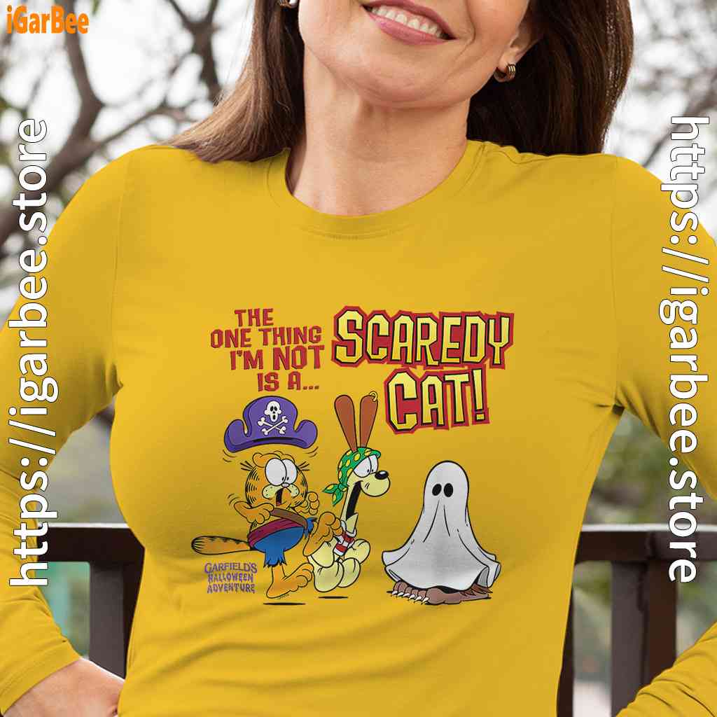 garfield scaredy cat halloween long sleeve yellow women garfield scaredy cat halloween long sleeve yellow women
