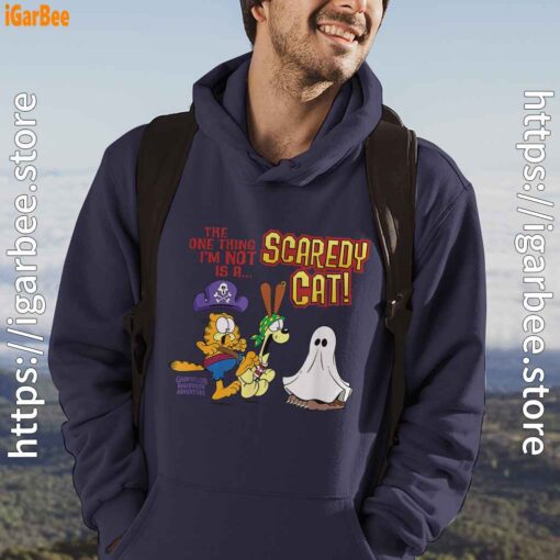 garfield scaredy cat halloween male navy men hoodie