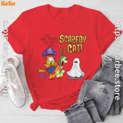 garfield scaredy cat halloween red tee shirt