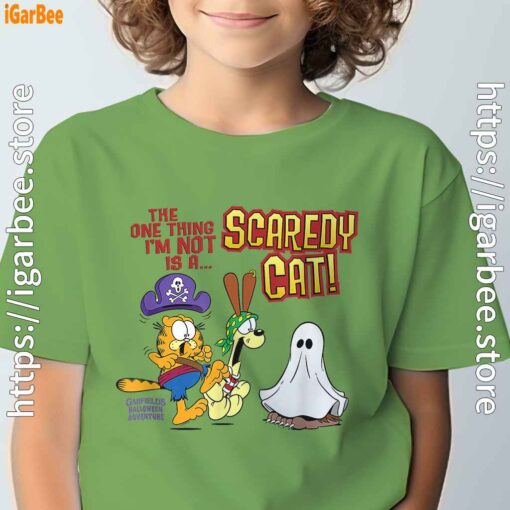 garfield scaredy cat halloween tee green for youth boy