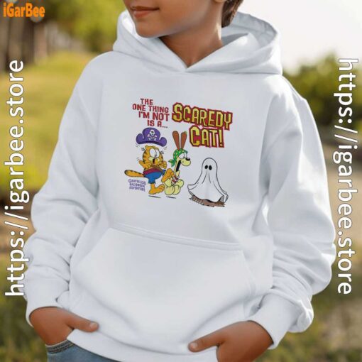 garfield scaredy cat halloween white hoodie for boy kids